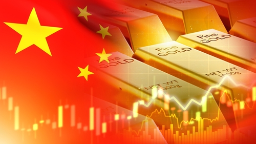 drapeau chinois et lingots d'or